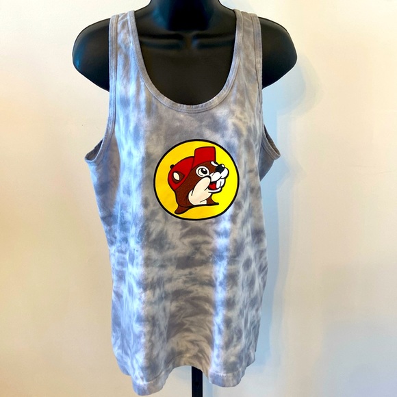BUC-EES Unisex Light Gray Tie Dye TANK TOP SHIRT Beaver Front Size Medium - Picture 1 of 6